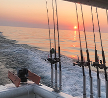 beautiful sunset on the lake with a fiery sky